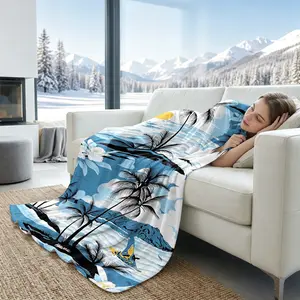 Vibrant Tropical-Style Summer Cooling Blanket Is Breathable and Perfect for Those Who Are Sensitive to Heat. It Can Be Used As A Bed Blanket or A Sofa Blanket to Keep Your Body Cool, Ideal for A Nap or Rest On the Bed or Sofa.