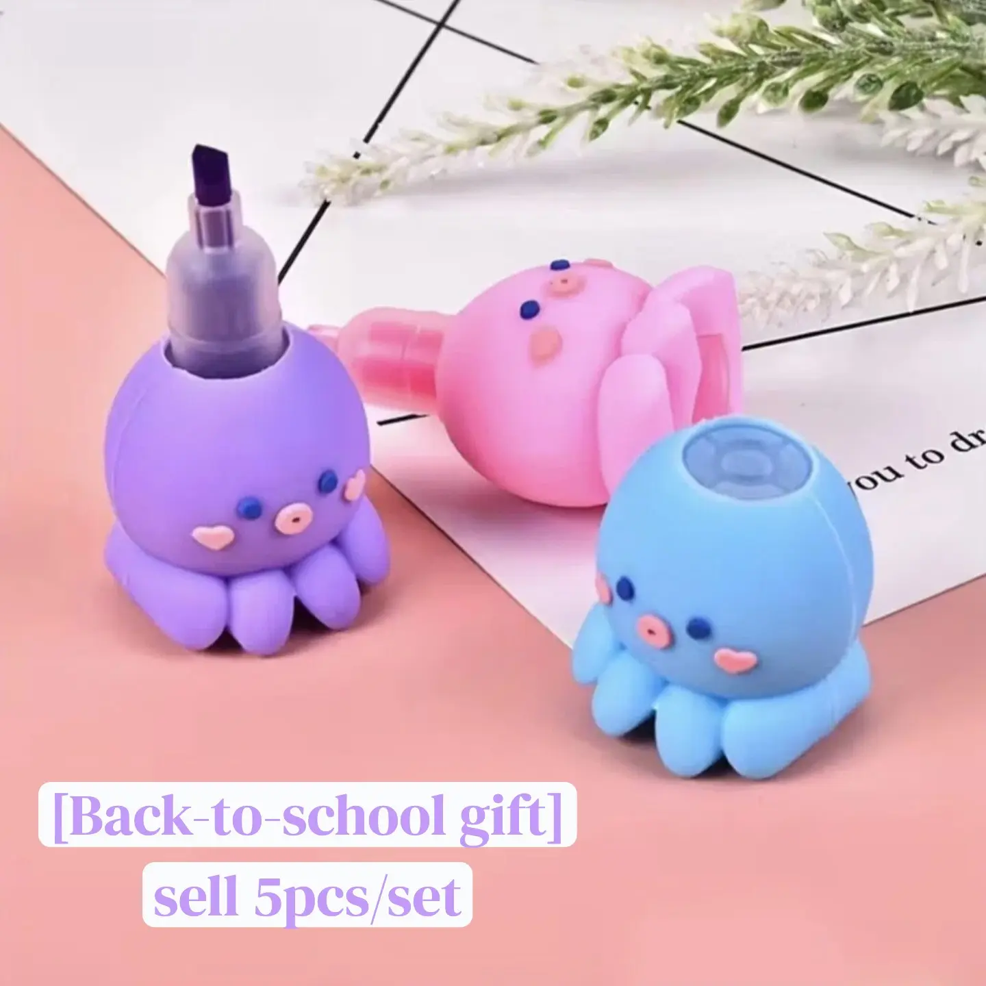 [Back-to-school gift]5pcs Cute Octopus Highlighter Pen Set, InnovativeMarking Tool for Highlighting, Fluorescent Art AndDoodle Pens, Suitable for Educational AndProfessional Use
