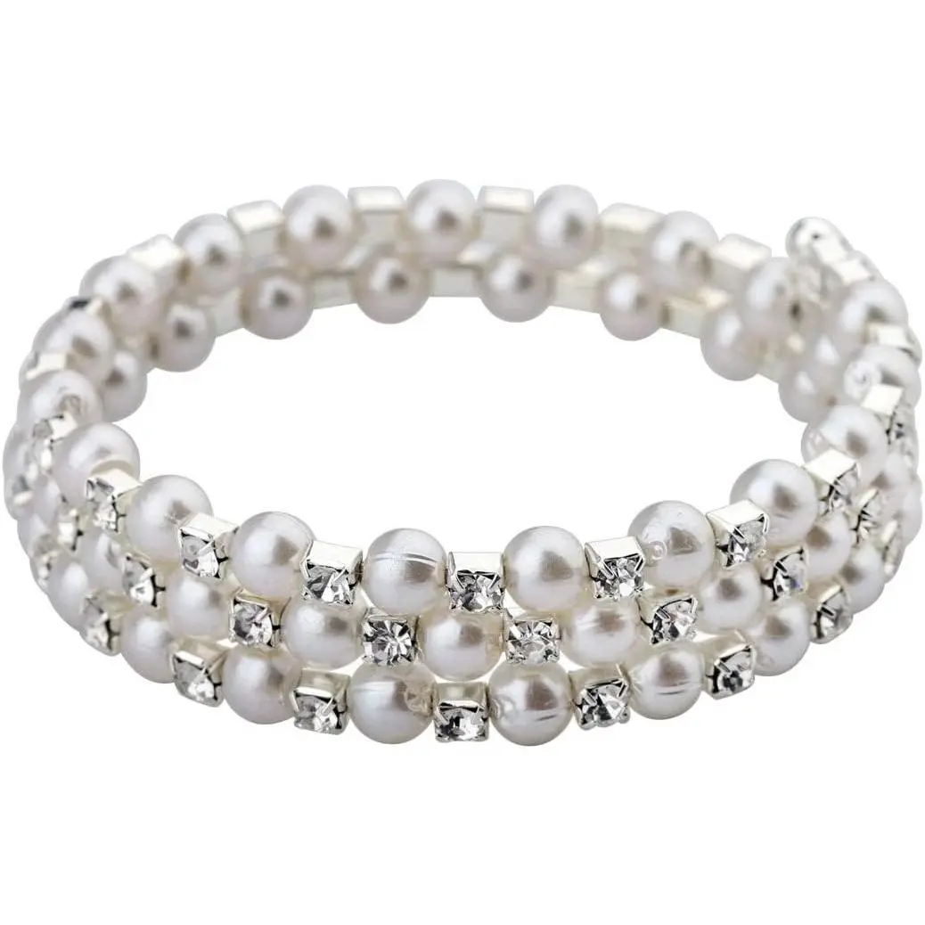 Multi Layers  Rhinestone bracelet Cuff Wrap Bangle Wedding   For Bridal Mother Bridesmaid