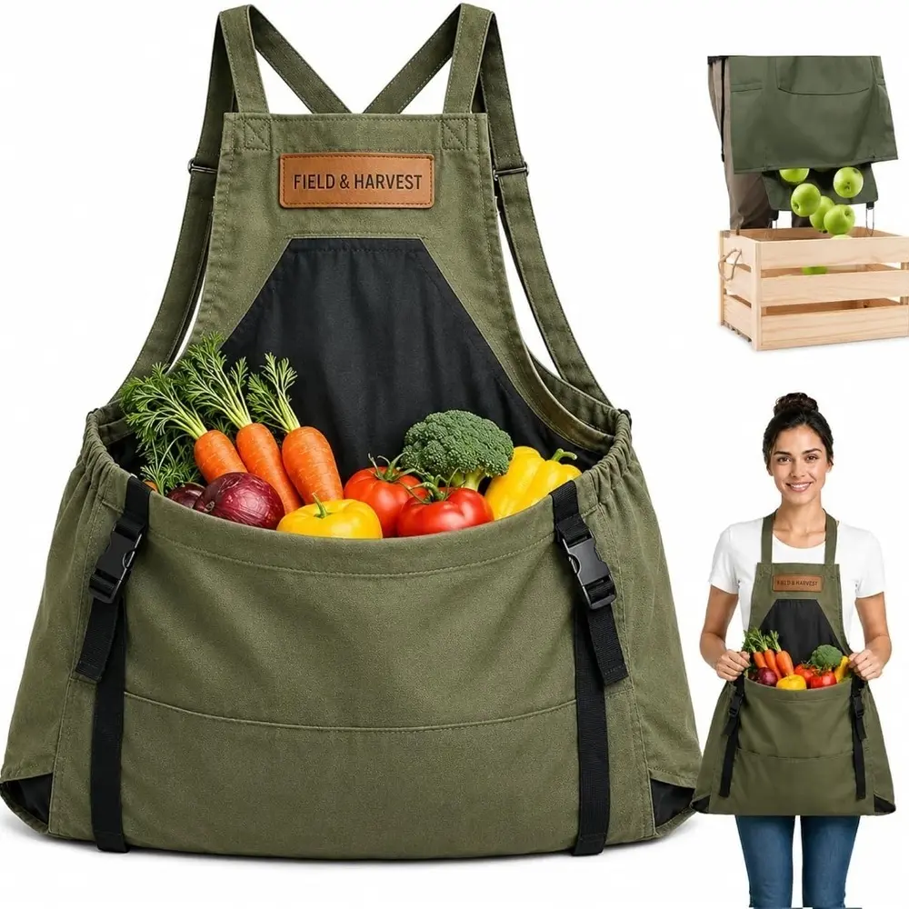 Gardening Apron, The Grange Carrier - 1-Second Harvest System Field & Harvest Apron Suitable Woman