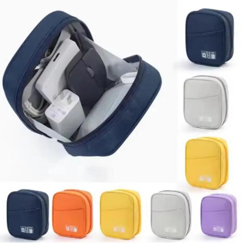 Oxford Travel Cable Bag Shockproof Multi-layer Charger Data Cable USB Bag Organizer Solid Color Electronic Accessory Storage Bag