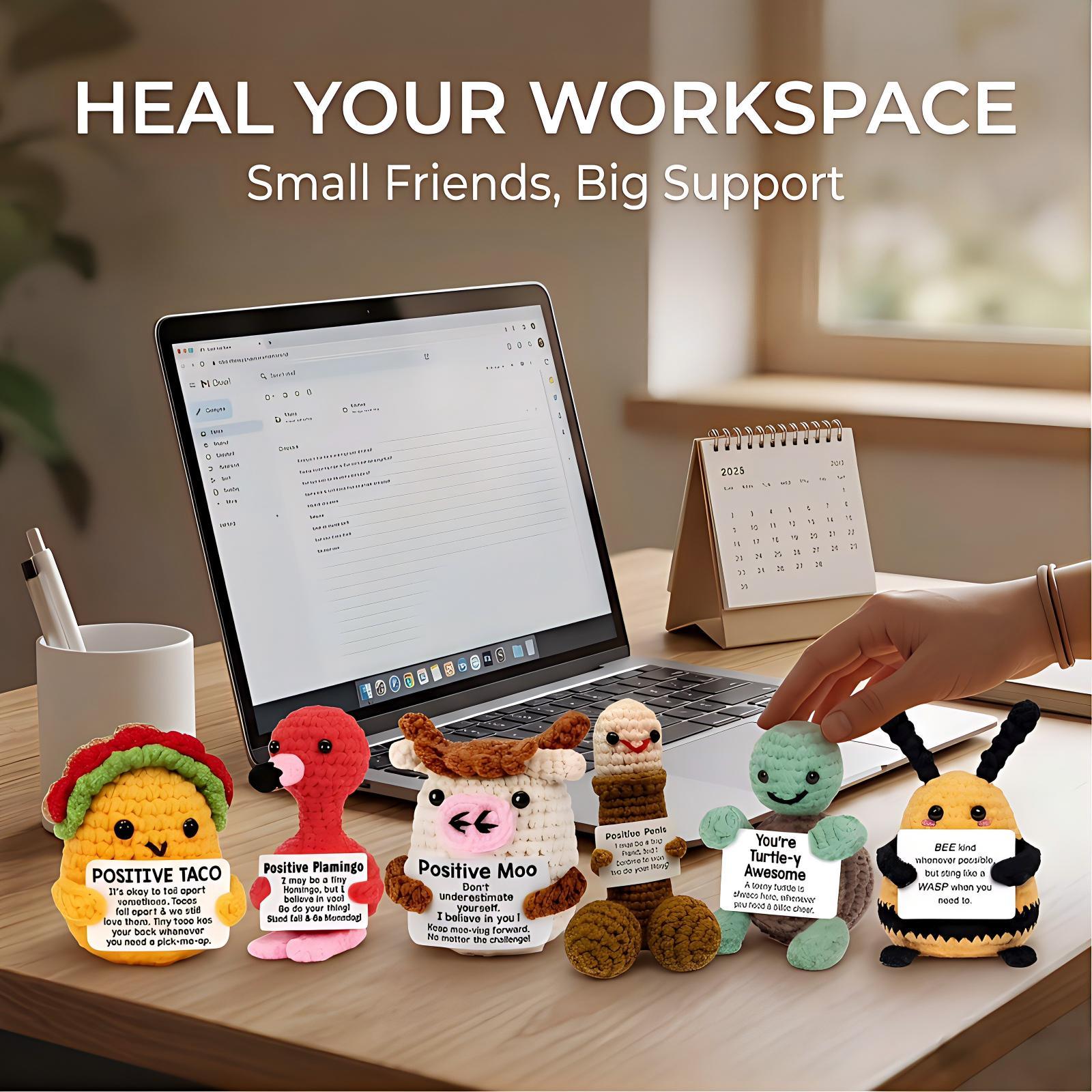 6Pcs Handcrafted Mini Knit Plush Set, Ultra Soft Stuffed Plushies, Emotional Support Plush, Birthday Gifts For Women, Christmas Presents, Holiday Gifts, Teacher Appreciation Gifts, Gifts For Him Her, Cute Desk Decor, Bedroom Decor, Car Ornament, Stress Re