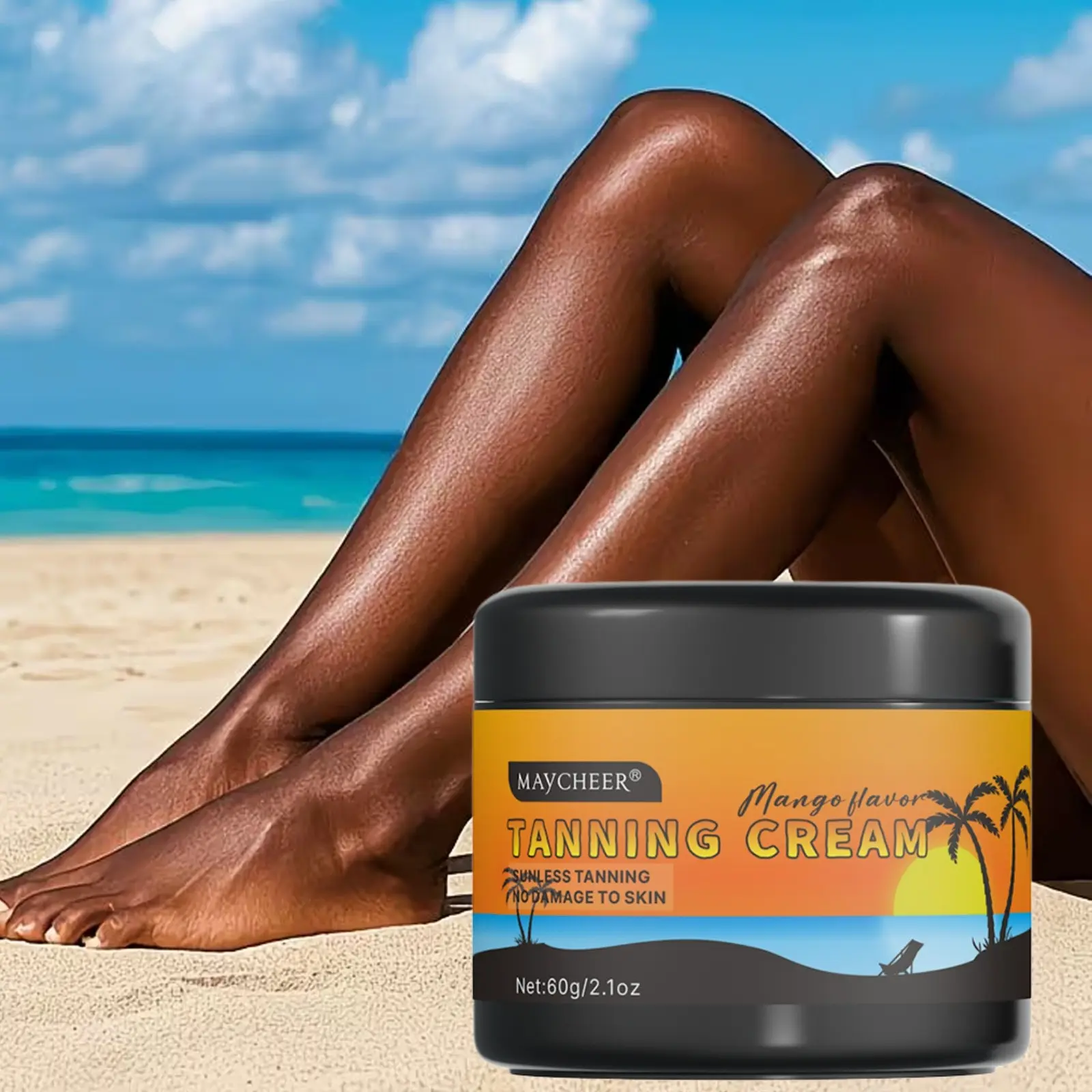 Tan Balm, Sunless Self-Tan, Deeply Moisturizing, Alcohol-Free, Easy to Use, for Body, Thighs, Arms, Beach, Travel Essential