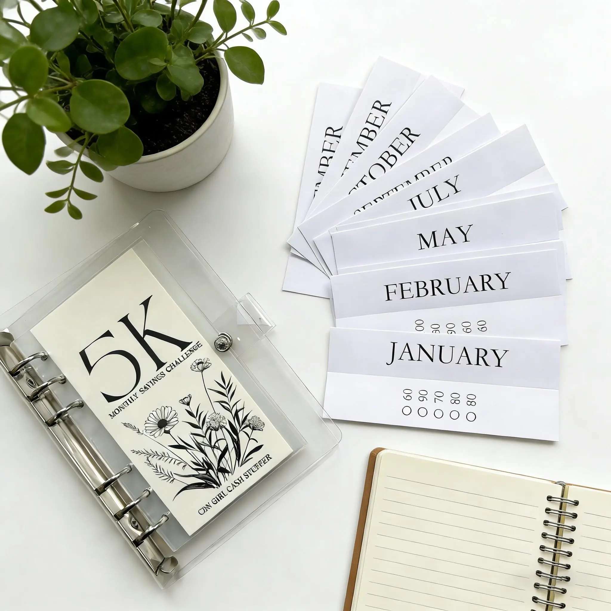 Coin Storage Folder, Savings Journal with 6-Hole Iron Clip, 12-Month Cash Challenge, Savings Challenge Planner, PVC Ring Binder, Coin Collection, Financial Management, Gift Idea