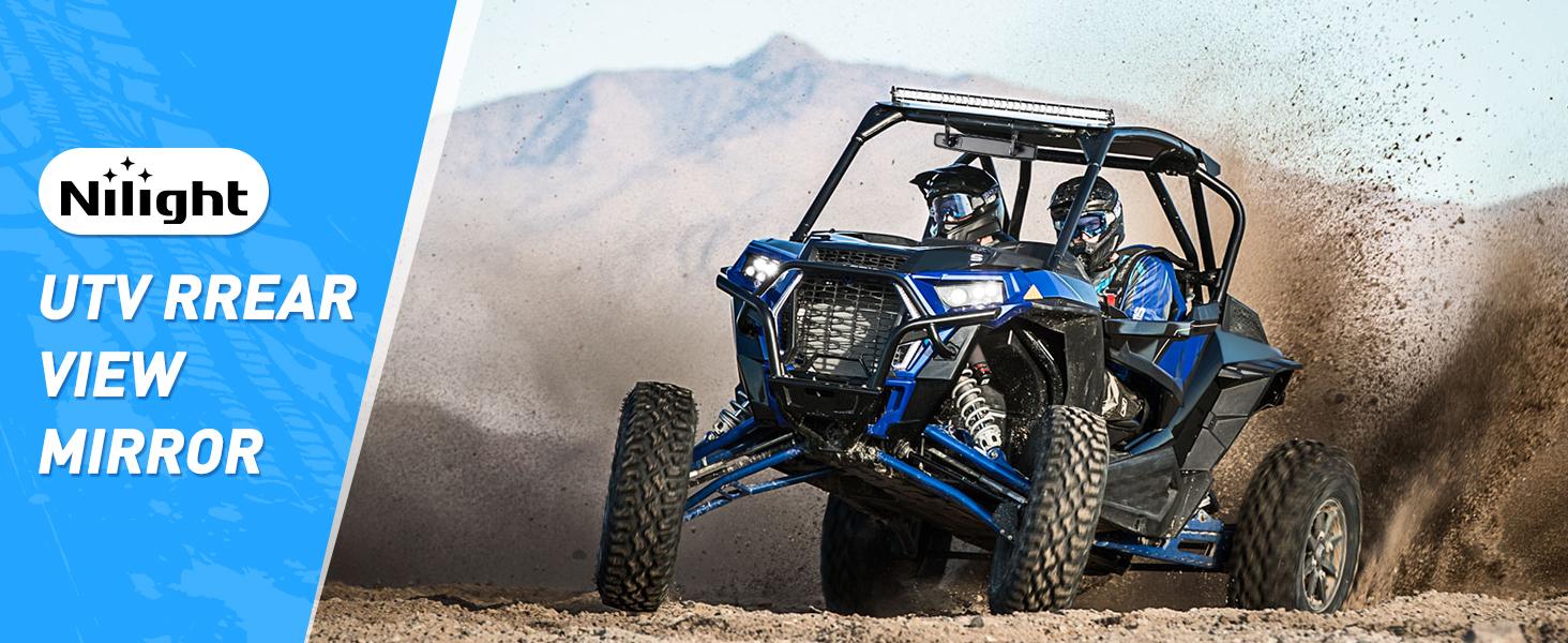 Nilight UTV Rear View Mirror 15in Wide Clear Convex Center Mirror with 3/4in 1.75in or 2in Clamps for Polaris RZR PRO XP R Pioneer Can Am Commander Maverick Kawasaki