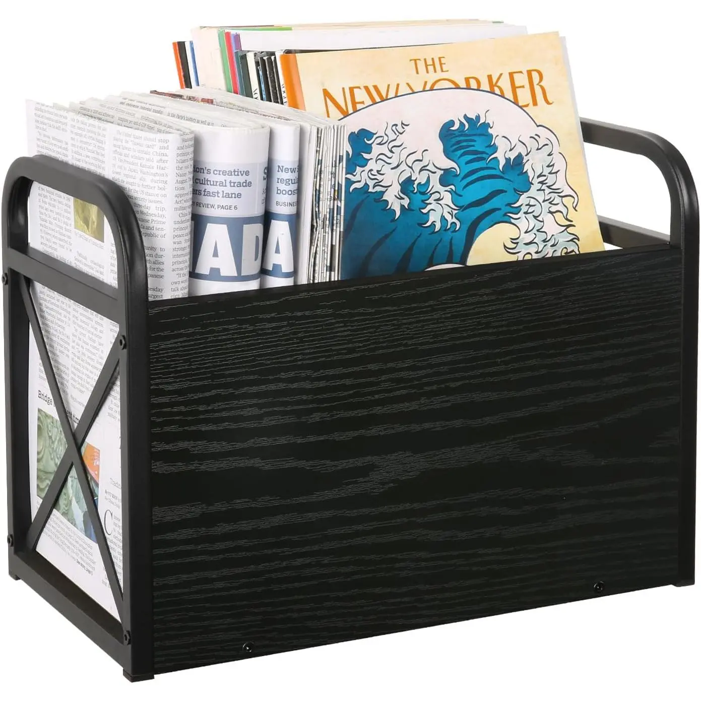Magazine Holder Floor Magazine Rack, Magazine Storage Basket, Folder Organizer Bin for Books, Newspapers, Tablets (Black)