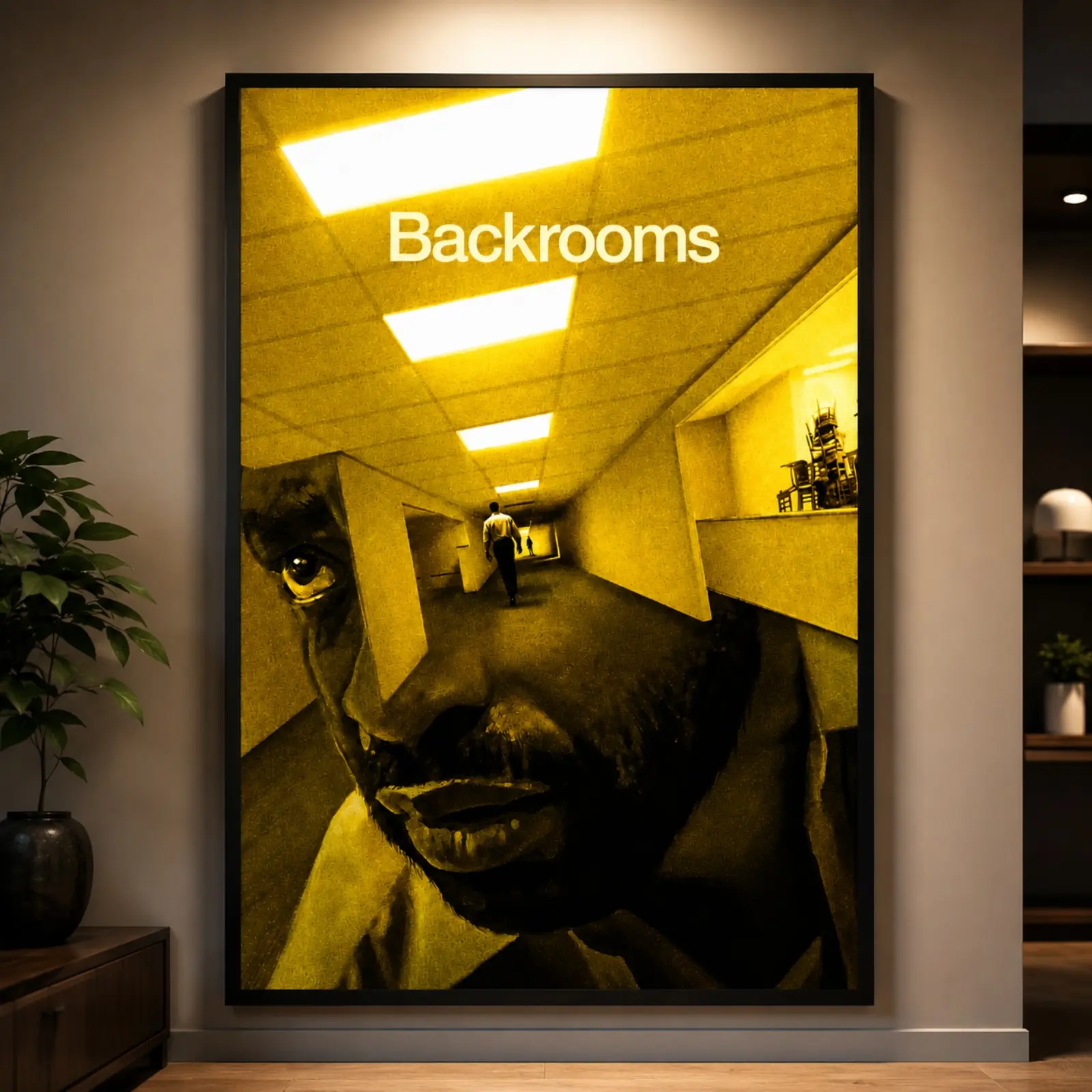 Backrooms Aesthetic Wall Art, Internet Horror Culture Inspired Artwork,Perfect Gift for Horror Fans and Lovers, Ideal Wall Decoration for Bedroom, Gaming Room, Living Room, Office, Modern Dark Style Canvas Wall Decor, Artwork For Horror Collectors
