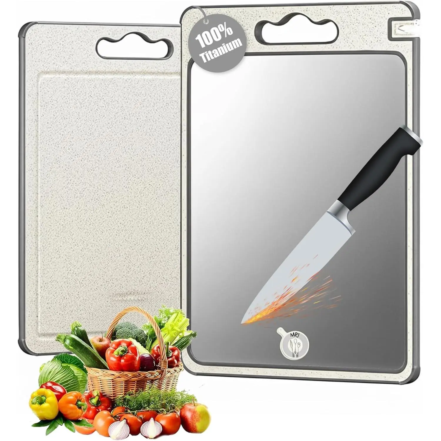 Titanium Chopping Board - Double-Sided Wheat Straw PP Kitchen Supplies, Ultra-Durable, Scratch-Resistant, Non-Porous, Dishwasher Safe for Meat, Veggies