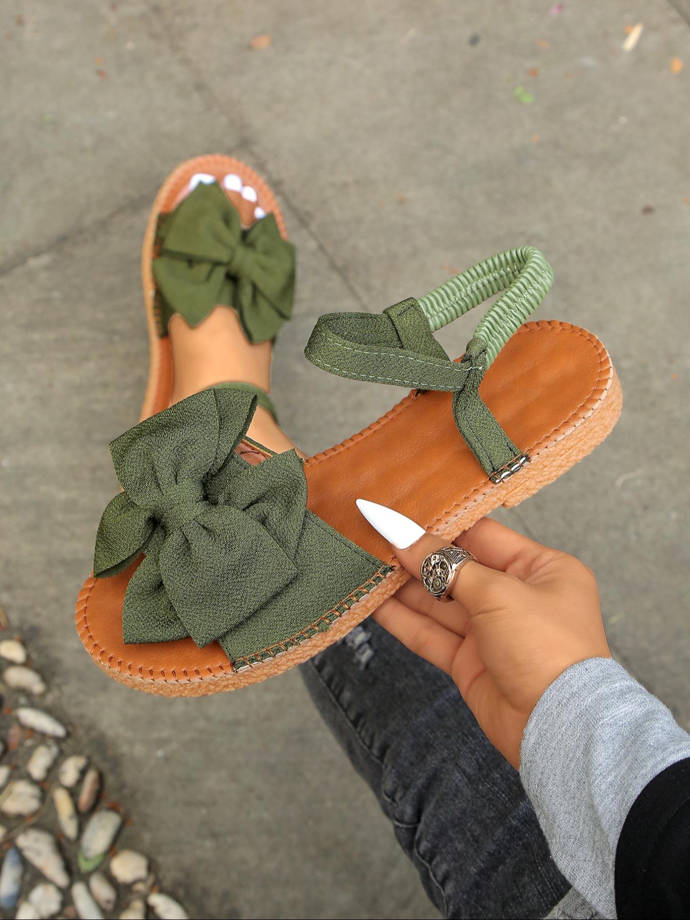 Women's Bowknot Design Flat Sandals, Casual Open Toe Sandals for Summer, Lightweight Breathable Comfortable Strap Slides Shoes for Daily Wear, Ankle Strap Sandals, Shoes For Summer