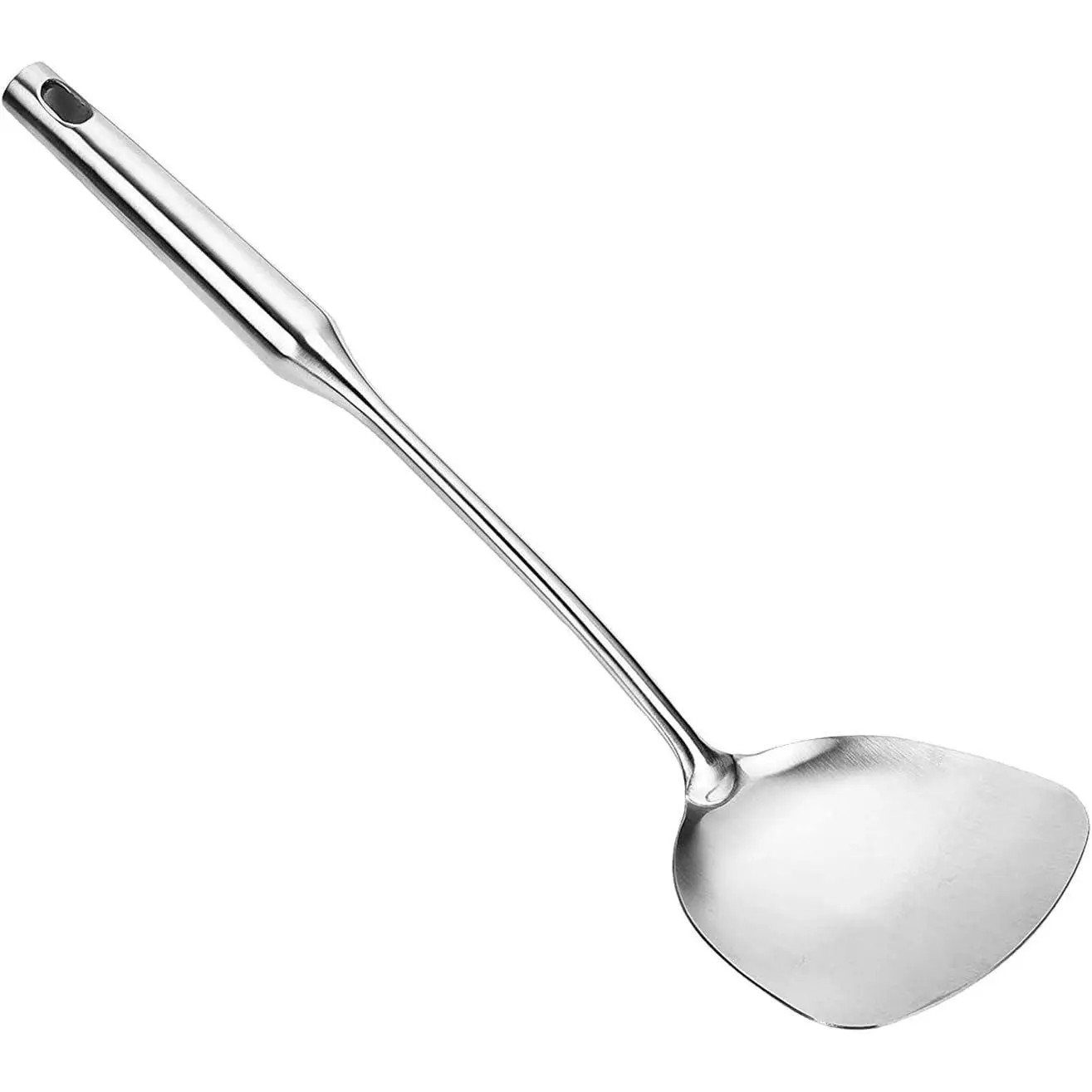Wok Spatula Stainless Steel, Wide Metal Spatula with Hollow Long Handle Wok Utensils,/14.7Inch