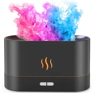 Black 180mL Aromatherapy Essential Oil Diffuser Fragrance Machine - 7-Color Flame-Look LED Light, 8-Hour Runtime, Noiseless Operation, Auto-Off Protection, Ideal for Bedroom, Home Office