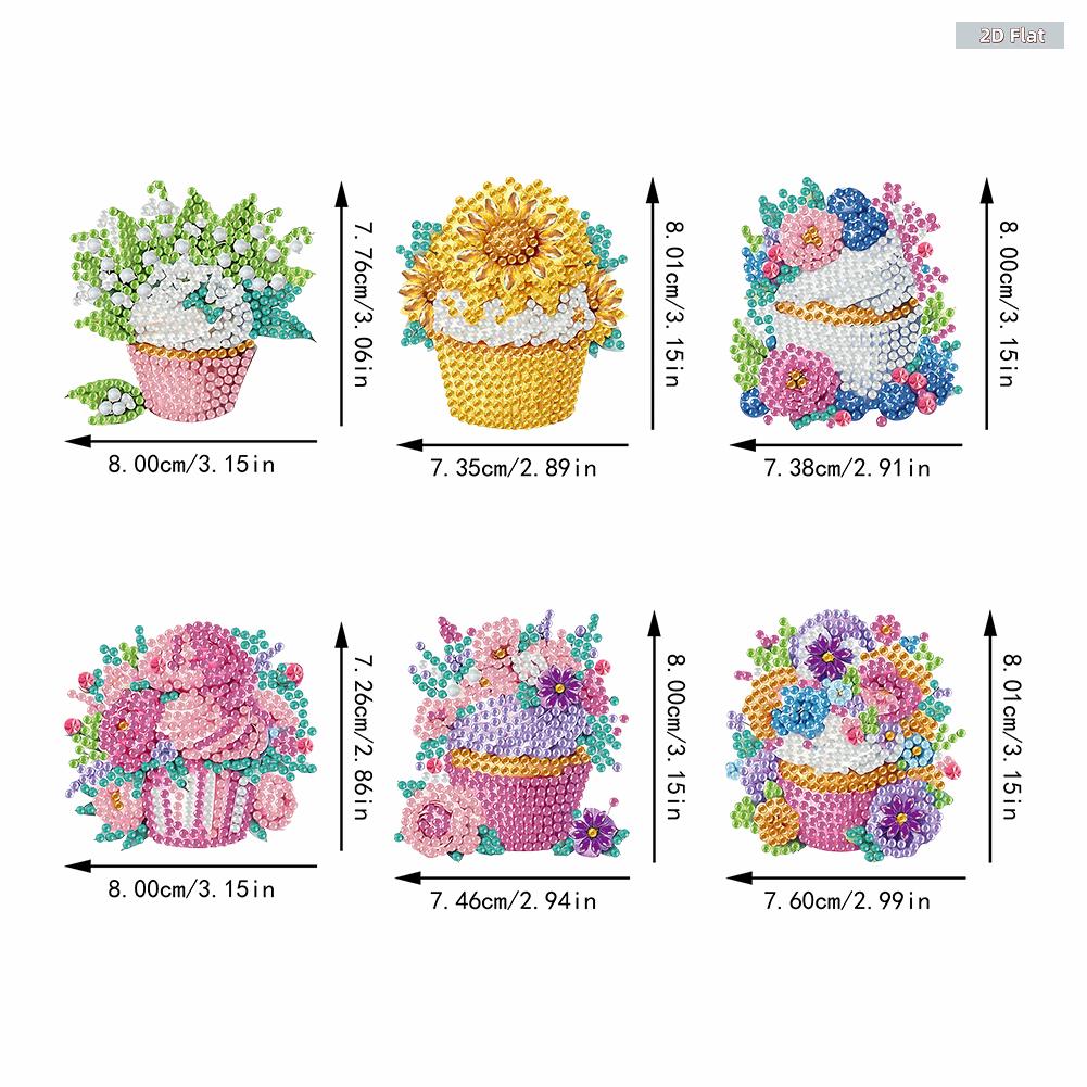 2D FLAT6pcs 2D/flat DIY Animals Design Diamond Art Fridge Magnet Kit DIY Art Fridge Magnet Refrigerator Sticker Refrigerator Diamond Art Magnets CrystaDiamonds Painting Kits Includes All the Materials, Offering a Relaxing and Enjoyable Crafting Experience