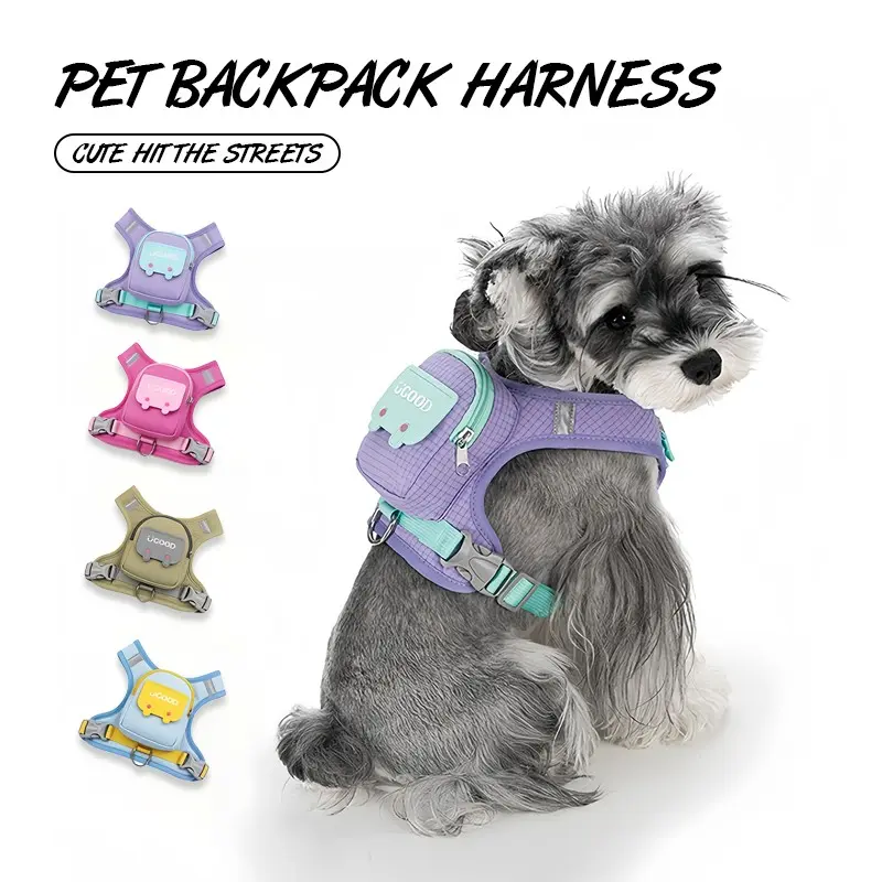 New Lightweight Pet Harness Bag, Adjustable Breathable Mesh Strap, Portable Backpack for Pet Treats, Food, Waste Bags, Tissues, Ideal for Small Dogs