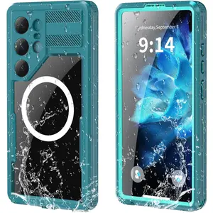 Waterproof Case for Galaxy S25 Ultra Compatible with MagSafe, Magnetic Waterproof Full Body IP68 Underwater Case Built-in Screen Protector Military Grade Shockproof Case for Men Women Teal