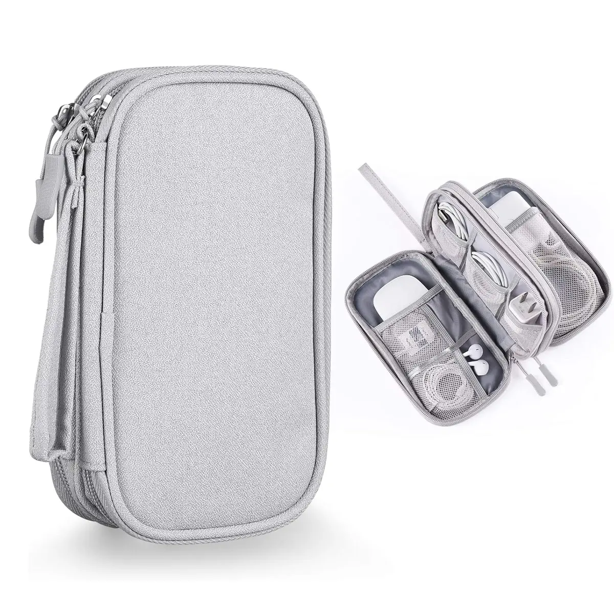 All-in-1 Travel Organizer Bag Pouch - Double-Layer Waterproof , Toiletries Bag, Airplane Accessories for Storing Cables, Makeup, Jewelry, Stationery, Wireless Bluetooth Earbuds Toiletries Travel Bag, Airplane Travel Accessories