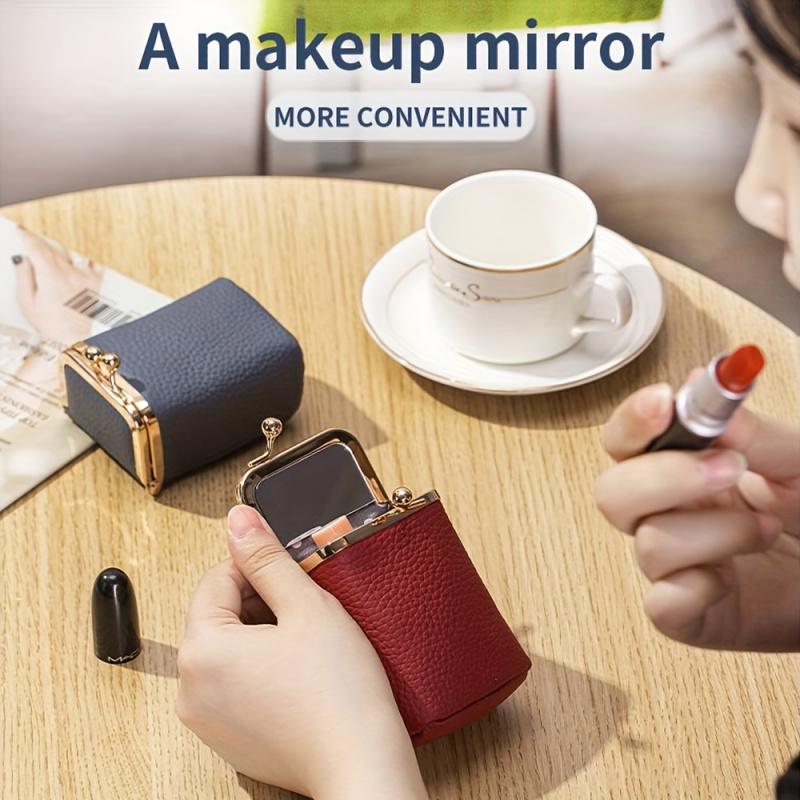 New lychee-pattern lipstick bag, high-end lipstick storage bag, convenient multi-functional compact coin purse, multi-purpose storage bag, a perfect gift for your girlfriend or mom