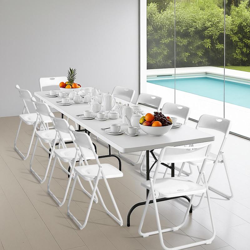 Outvita 4/6/10 Pcs Folding Chair, 300LBS Lightweight Foldable Plastic Chair, Reinforced Metal Frame Easy to Fold & Store for Indoor Six colors & Outdoor, Wedding, Party, Meeting Room, Patio and Garden, White