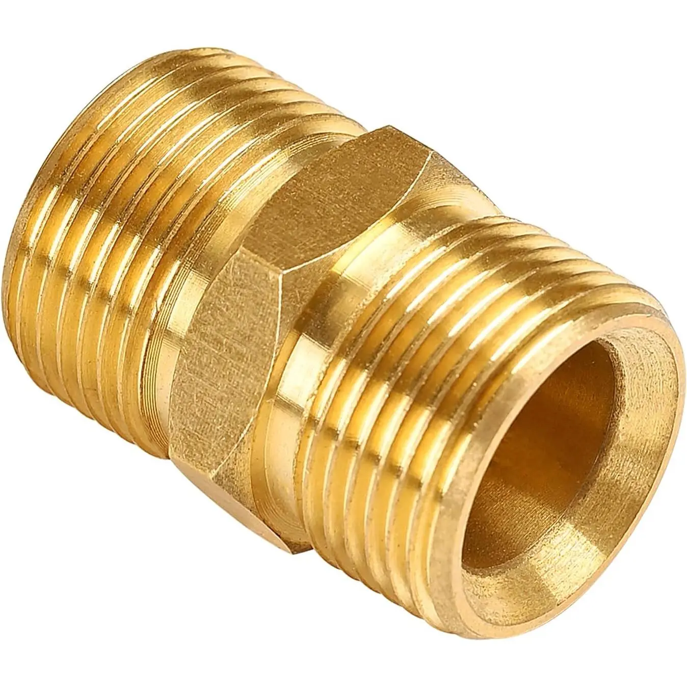 Washer Hose Connector, Solid Brass Double M22-14mm Male Coupler,  Washer Hose Extension Adapter Fitting, 5000 PSI 1 count
