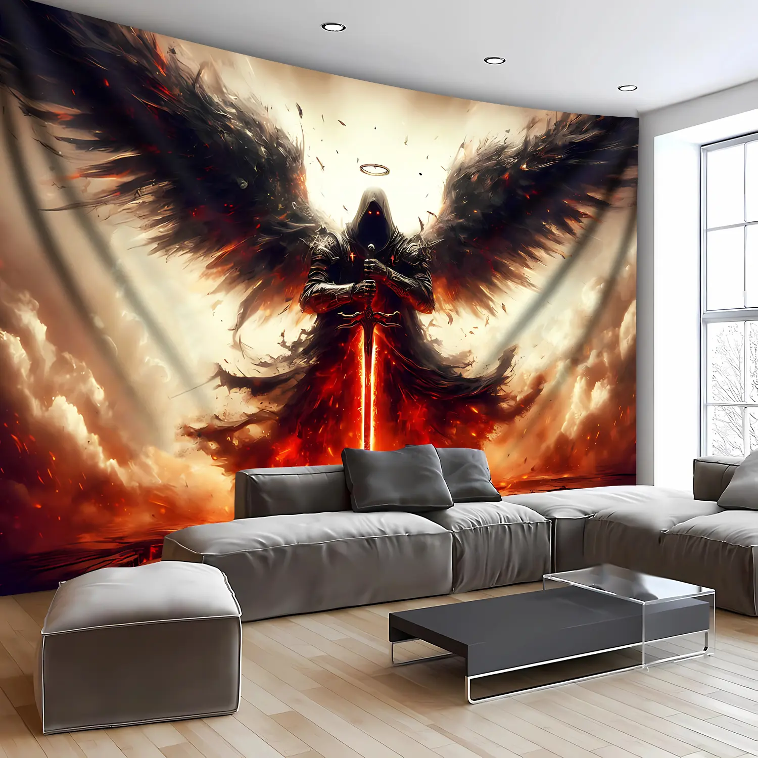 Banner, 1pc Strong Angel Wings HD Digital Print Tapestry - Material - Home Decor - Includes Hanging Clips WFY