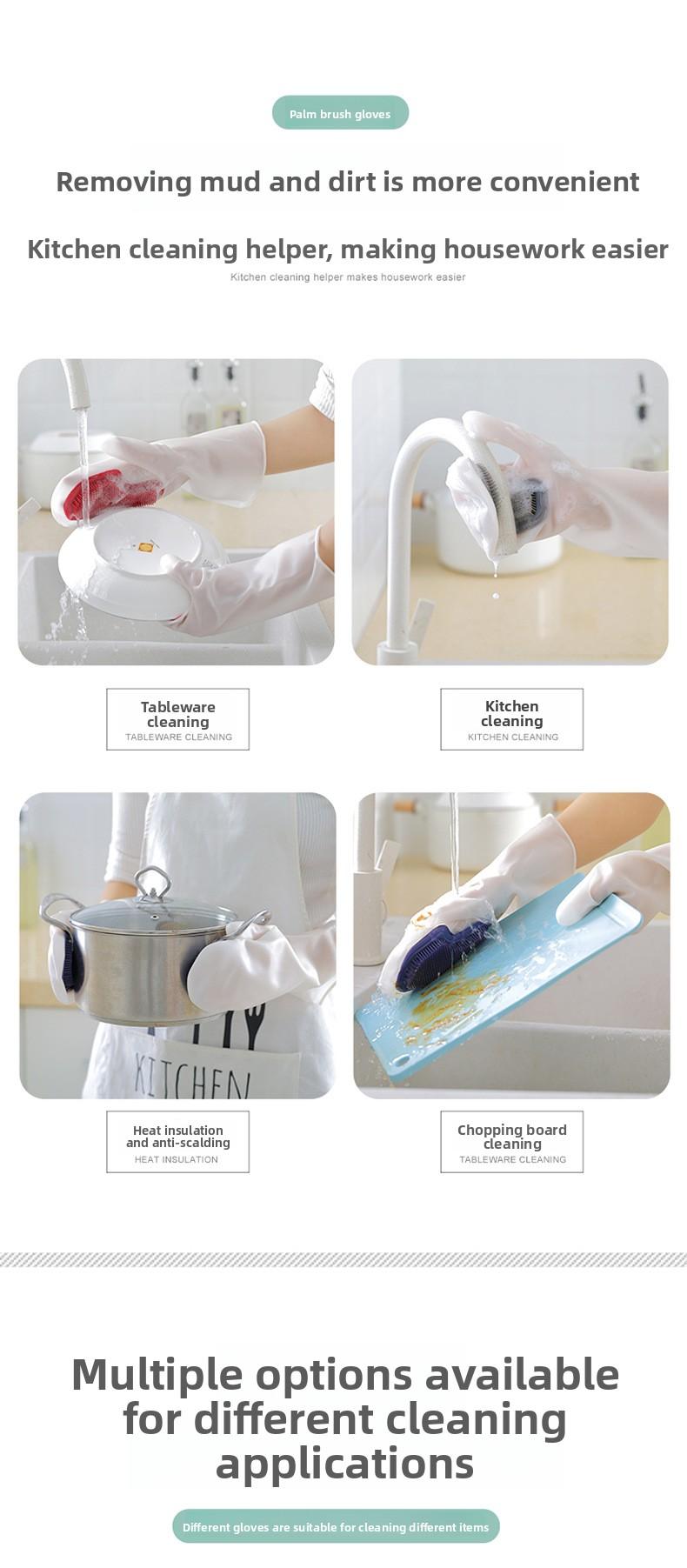 Multifunctional Magic Brush Dishwashing Gloves Waterproof Latex Kitchen Cleaning Gloves for Washing Dishes Clothes Housework Women