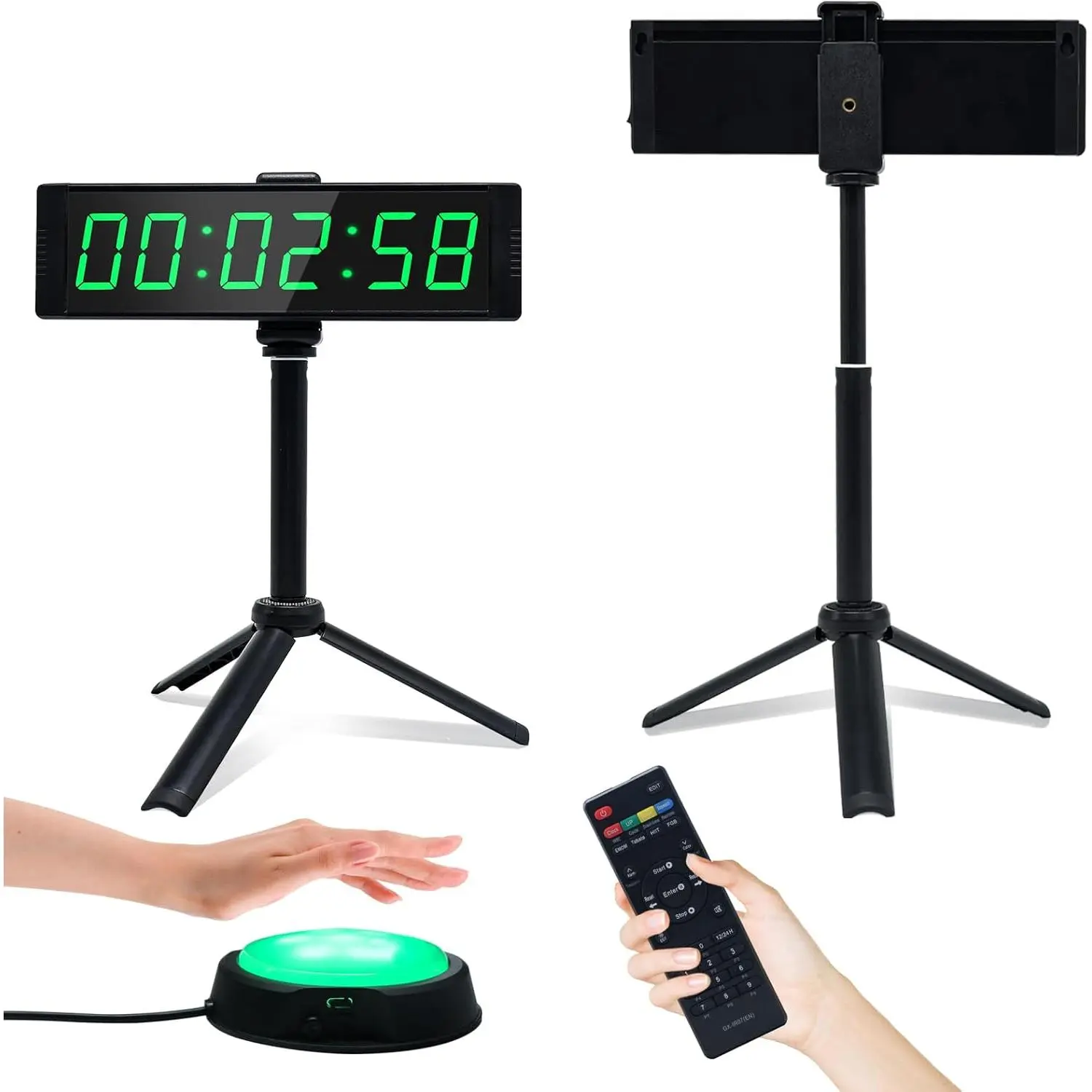 Gym Timer Clock for Home Gym, Fitness Timer with Stopwatch Button, Large Digital Stopwatch Countdown Clock, 12/24H Digital Wall Clock with Stand