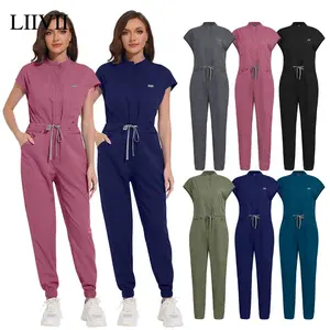 Multicolour Jogger Suit Medical Clinical Clothes Doctor Nurse Scrubs Jumpsuits Hospital Nursing Uniforms Zipper Pockets Overalls