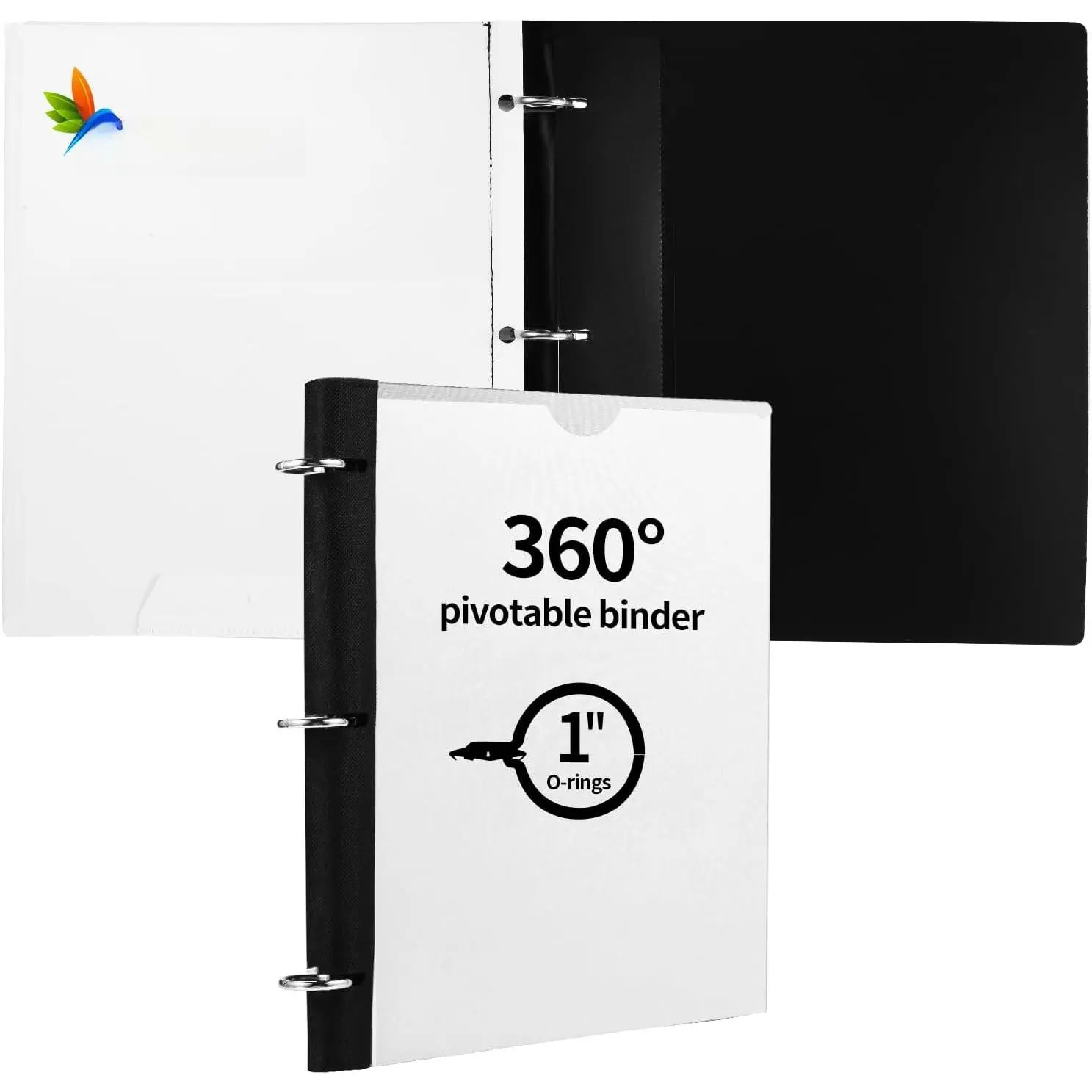 360  Pivotable Binder, Upgraded 3 Ring Binder 1 inch, Flexible Binders 3 Ring, Foldable Three Ring Binders- White