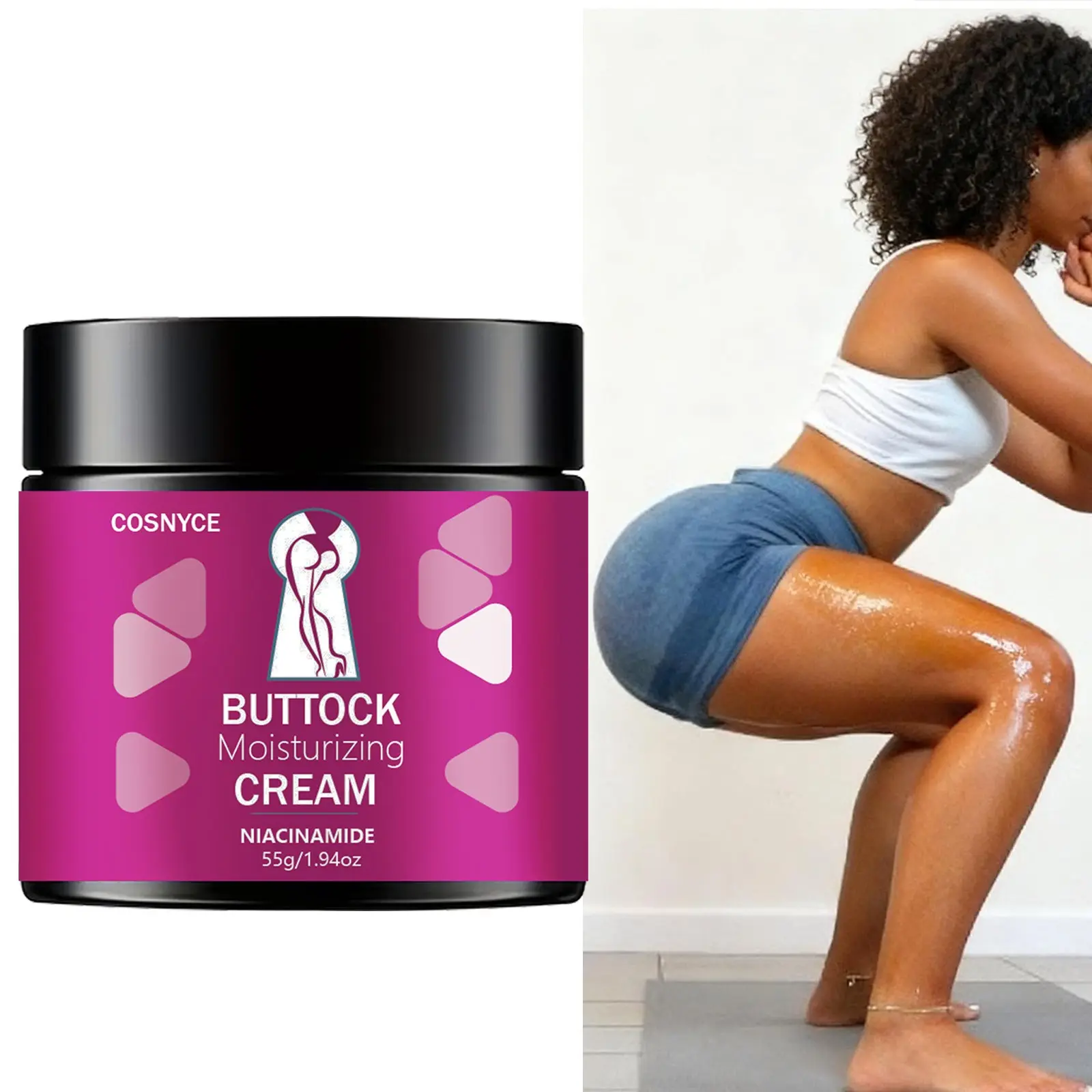 Buttock Moisturizing Lotion with Allantoin, Xanthan Gum, Niacinamide, Hydrates and Brightens, Keeps Buttocks Soft and Smooth, Cream