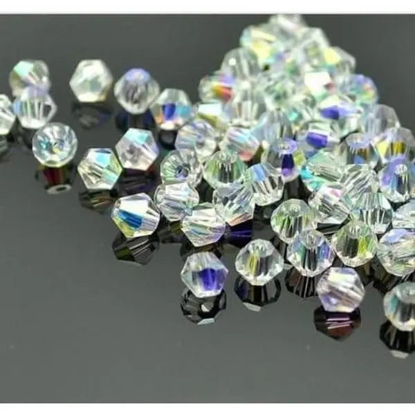 DIY Bulk Crystal Glass Beads, 4mm Faceted Bicone, 1000-Count with Container Box, 0.8mm Hole Size for Jewelry DIY & Beads Making (White)