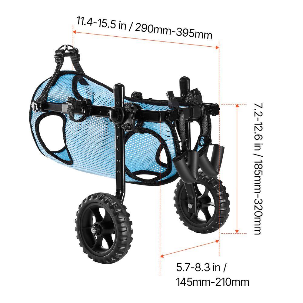 Lightweight Dog Cart with Shock-Absorbing Wheels, Adjustable Wheelchair for Disabled Pets Up to 33lbs