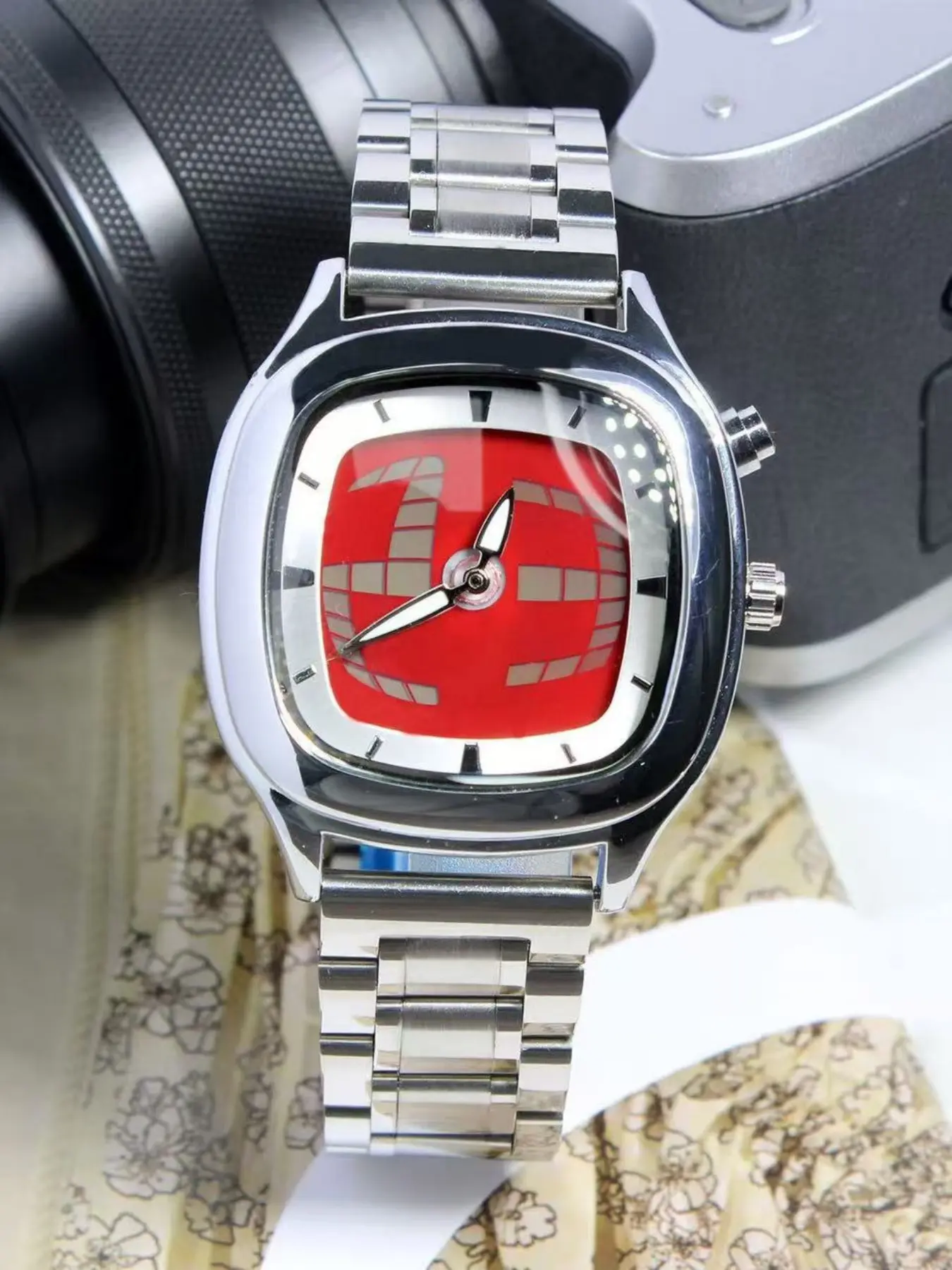 Millennium Retro Style Men's Watch, Quartz Analog Wristwatch 50m Waterproof, Stainless Steel, High Quality Wristwatch for Men, Y2K Fashion