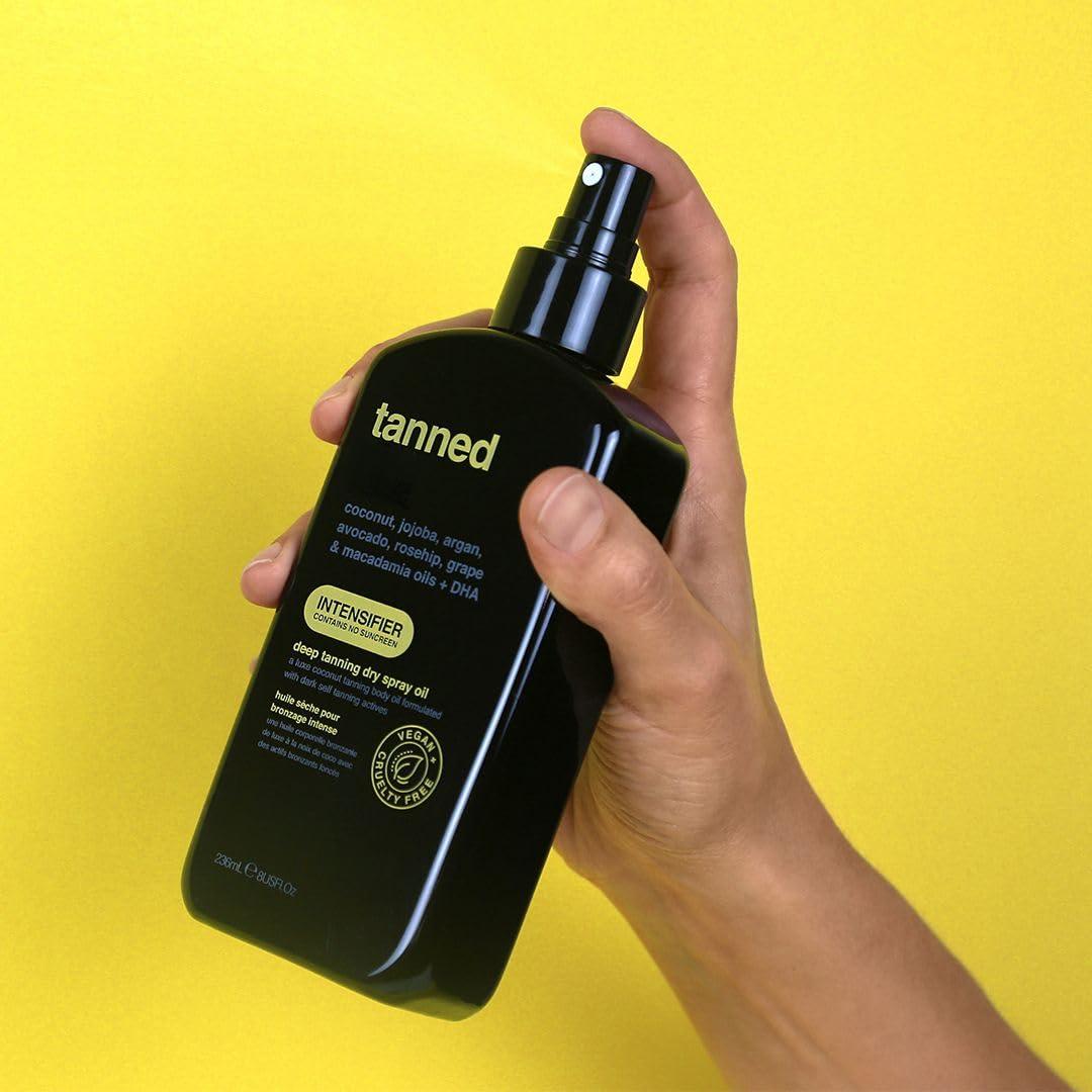 Tanning Oil| Get Tanned Intensifier Dry Spray - Fast Dark Outdoor Tanner from Tan Accelerating Actives, 8 Fl Oz - Moisturizing Oils, No SPF, Vegan Moisturizer Body Care tanning  product Bronze Nourishing Radiant Tinted