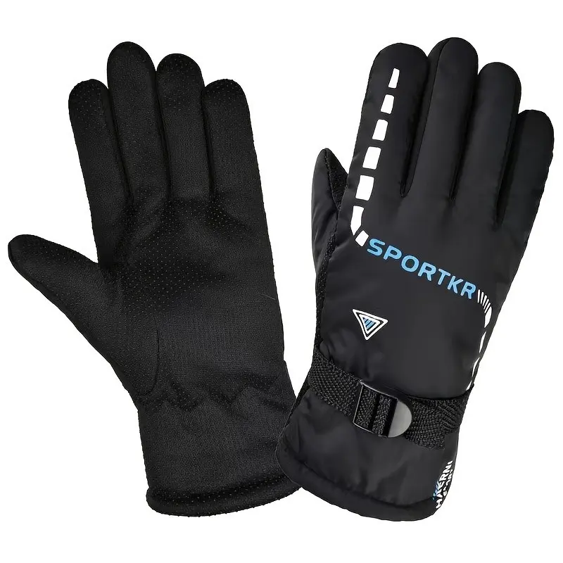 Men's Winter Warm Gloves, Thickened Lined for Motorcycle Riding, Outdoor Sports, Skiing, Adult Handwear, Cold Weather Protection