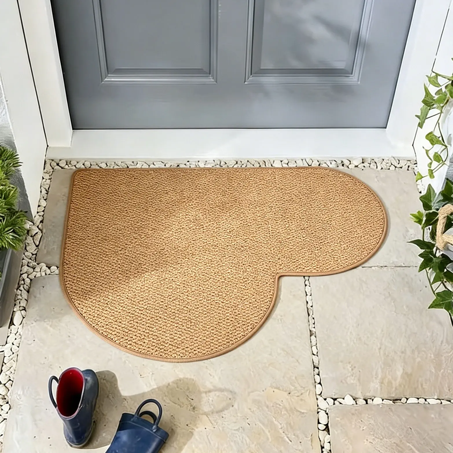 1pc Heart Shape Brown Pineapple Grid Entry Mat, Soft Absorbent Non-Slip Doormat for Entryway Balcony Kitchen, Easy Clean, Cozy Welcome Rug Gift