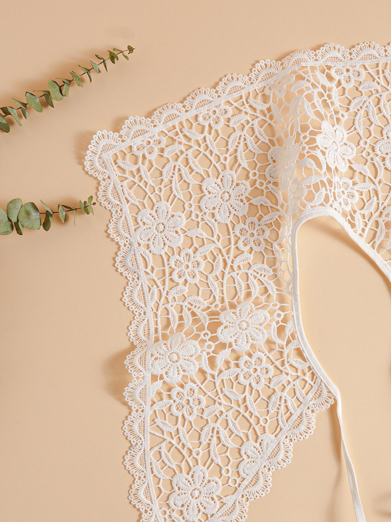 Women's Solid Color Lace Trim Open Front Fitted Crop Top, Casual Elegant Shawl for Daily Wear, Fashion Accessories for Women & Girls, Shirts