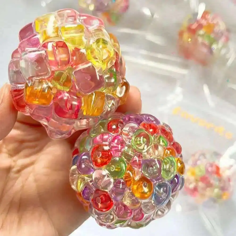 Fidget Ice Cube Colored Beads Squeeze Squishy Balls Hand Exercise Sensory ADHD Anxiety Stress Reliever Toys For Adults