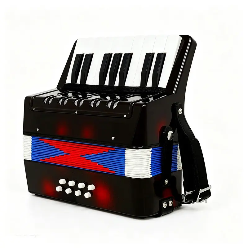 17 Key 8 Bass 104 Accordion, Portable Mini Compact Button Accordion, Lightweight Musical Instrument with Clear Bright Sound, Ideal Gift for Music Beginners, Students Practice and Amateur Performance