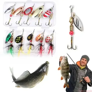 10Pcs Rooster Tail Spinnerbait Kit With Feathered Treble Hook Spoon Lures, Vibrant Metal Fishing Baits With Natural Swim Action, Durable Freshwater & Saltwater Tackle For Bass And Trout, Nice Gift For Angling Lovers