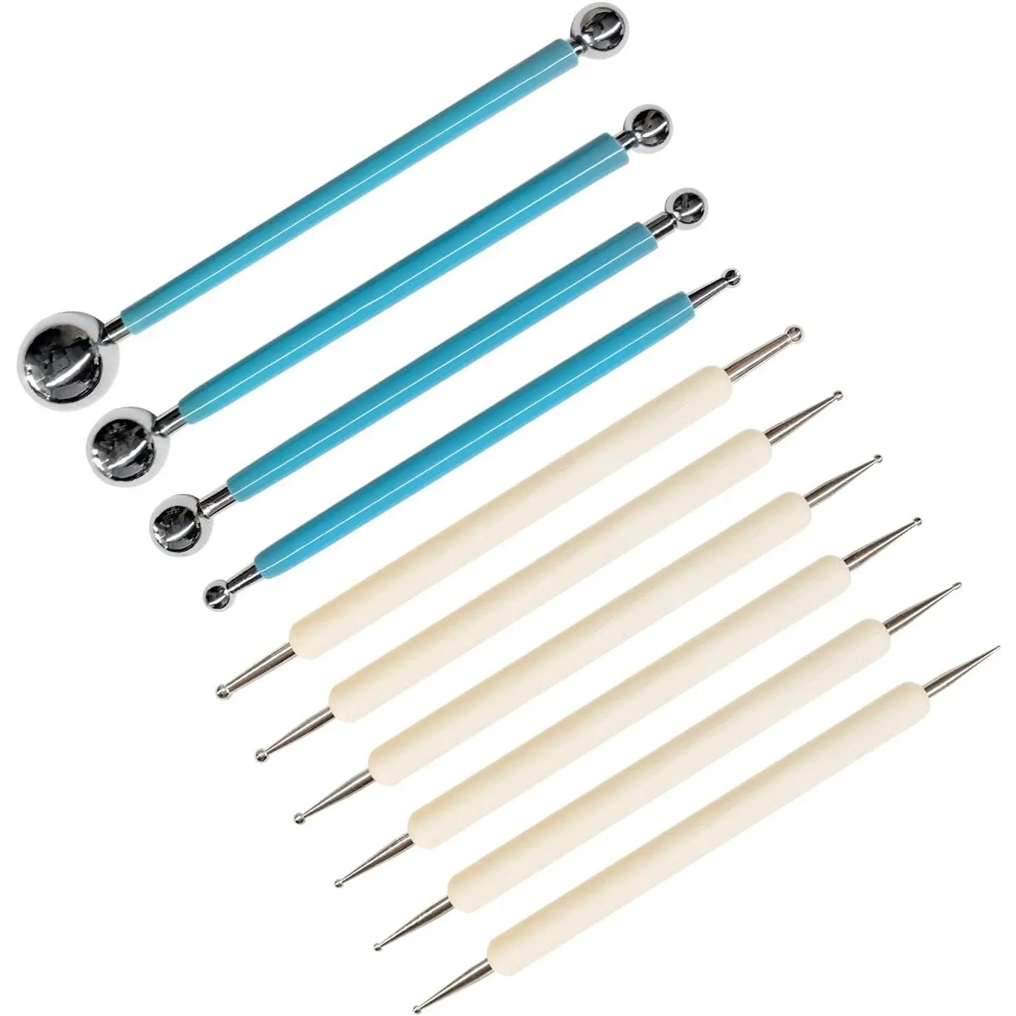 10 count Dotting Tools, Ball End Dot Art Tools for Rock Painting, Pottery Clay Modeling Embossing Art Mandala