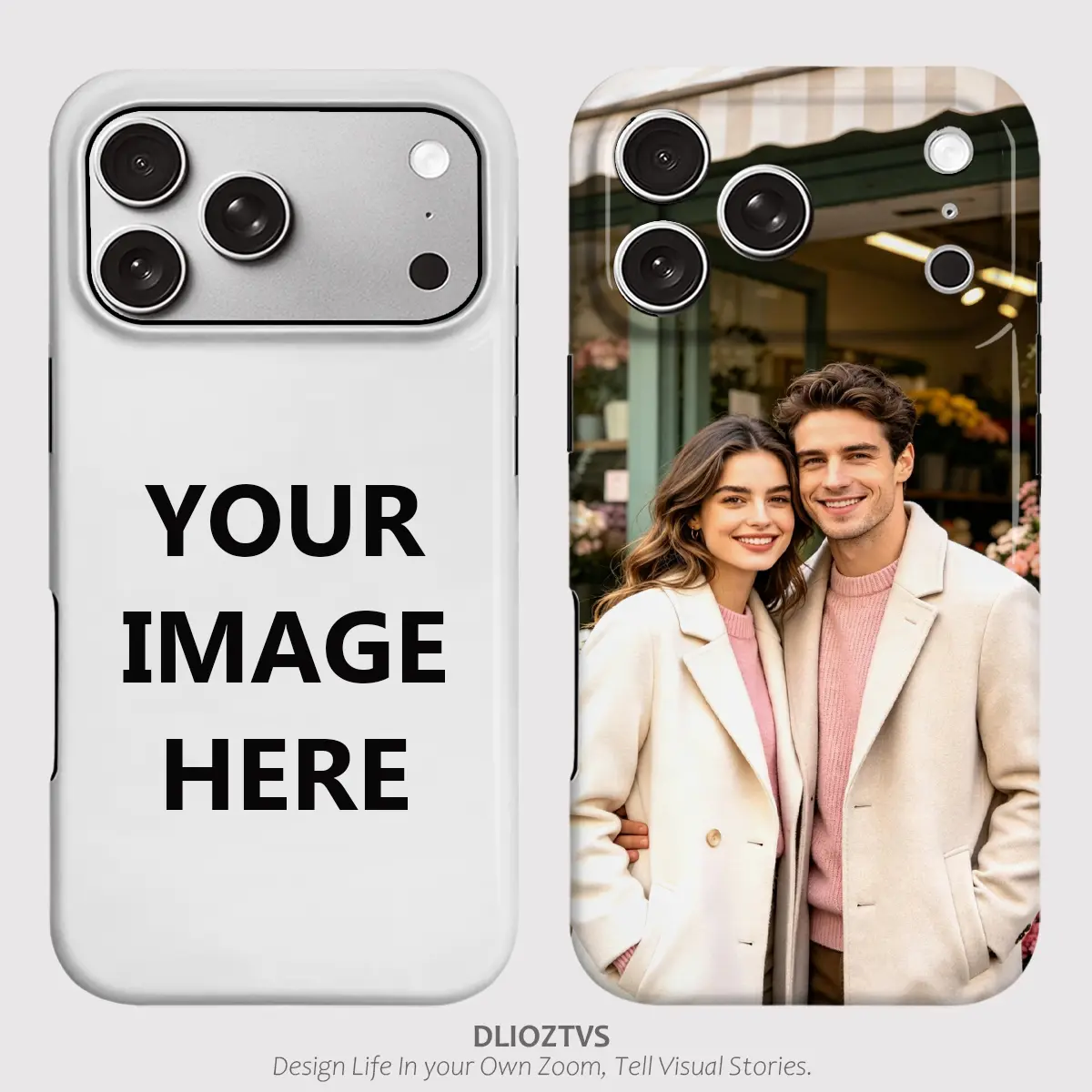 DLIOZTVS Custom Phone Case for iPhone 17 Pro Max Air 16 Plus 15 14 13 12 11, Customized Your Own Photo Pattern, Shockproof Durable 2 in 1 Protective Cellphone Case Cover, Plastic Hard Shell+Silicone Soft Shell Combination