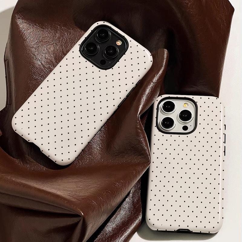 Simple Black Dot Pattern,  Durable, Shock-absorbing Two-in-one Mobile Phone Case, Suitable for IPhone17Promax  16Pro  15 14 13 12 11 and Other Series Models, Can Be Given As A Gift To Friends or Family