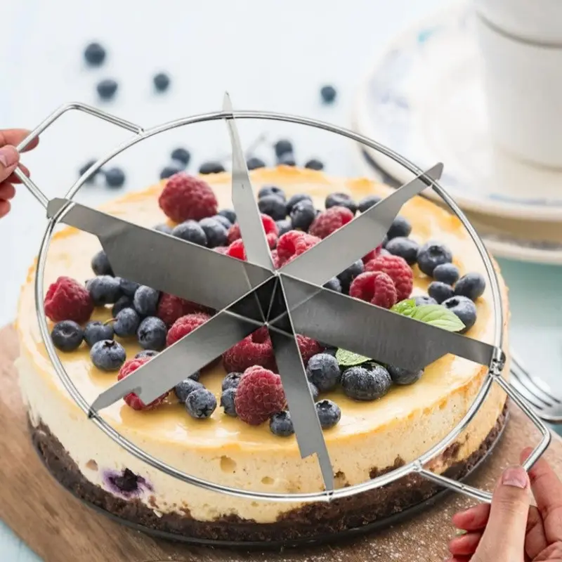 Stainless Steel Cake Pizza Pie Cutter, 6/8 Sections, Side Handle Design, Uniform Slicing Tool, Kitchen Baking Essential, Party Must-Have