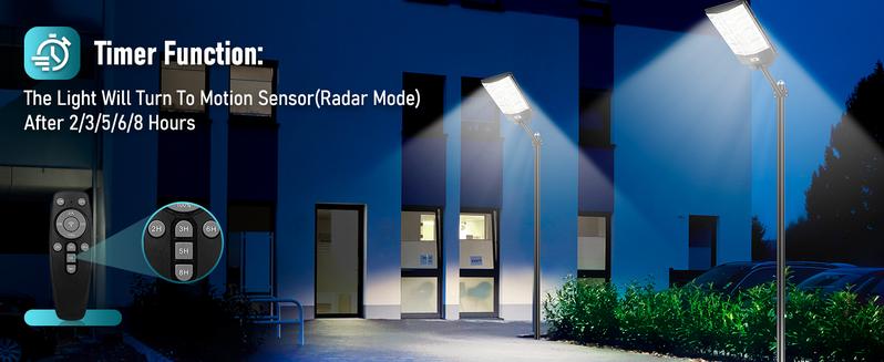 1/2/4 Packs Solar Street Lights Outdoor, Motion Sensor Solar Lights, 6500K LED Street Light Dusk to Dawn Waterproof, Commercial Parking Lot Lighting with Remote