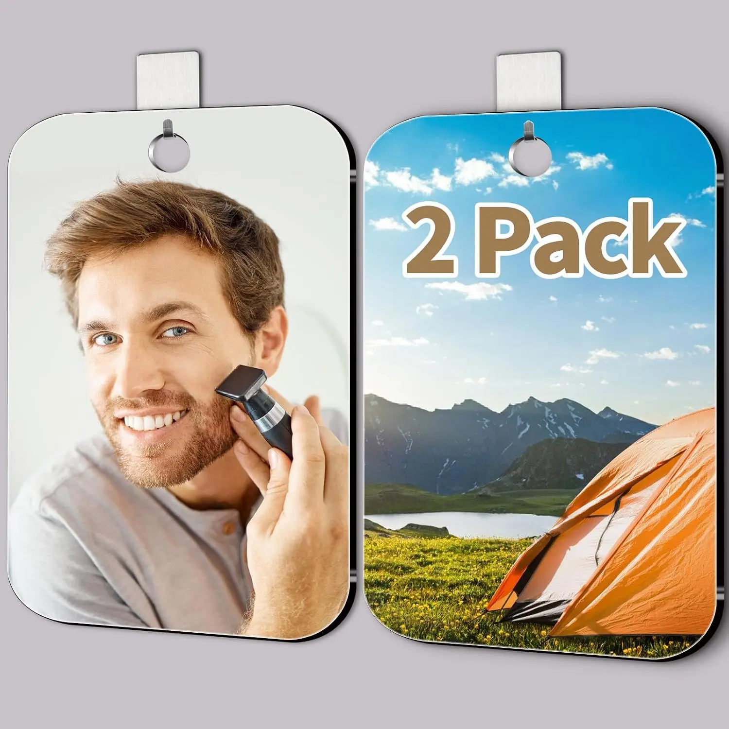2 Pack Shower Mirror for Shaving, Medium 8 x 6 In Mirror for Wall   Safety, Frameless Portable Travel Camping Mirrors, Unbreakable Handheld Locker Shave Mirrors, NOT Fogless, Makeup Plastic
