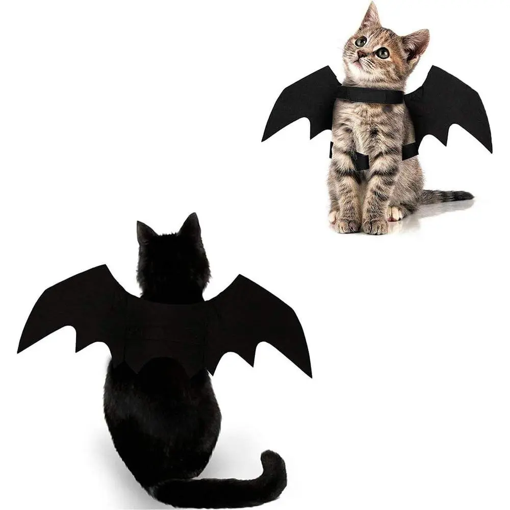 Halloween Cat Bat Wings Pet Costume - Velcro-Adjustable Lightweight Masquerade Party Outfit for Boys, Girls Small Dogs & Kitties, Chest Girth:34.8-42cm, Neck Girth:29-35cm, Ideal for Halloween, Birthday Parties