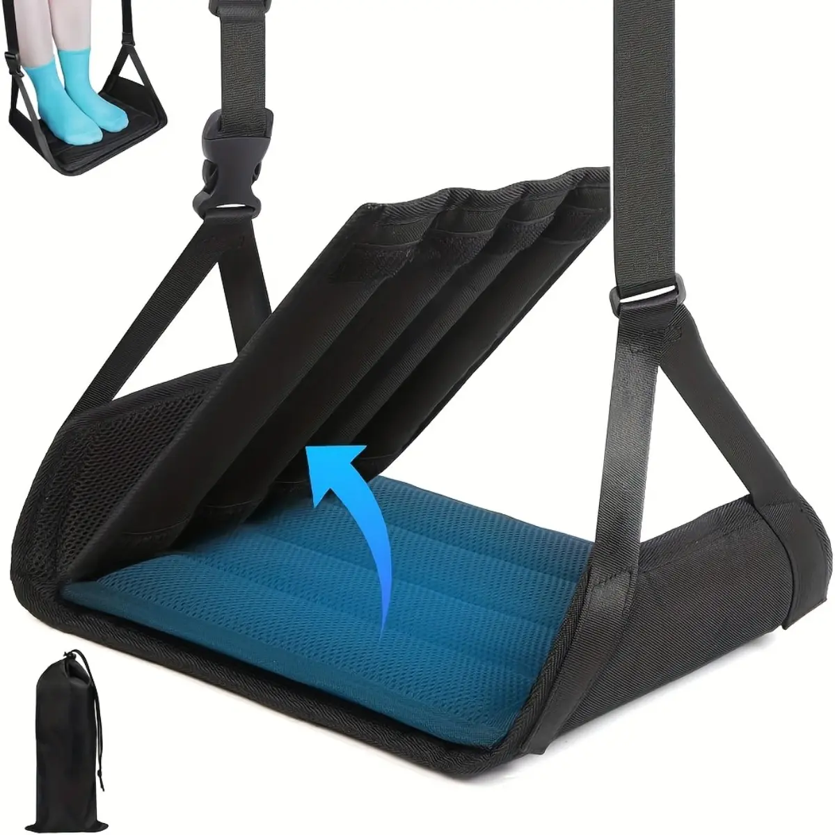 Adjustable Airplane Foot Hammock, Wide Travel Footrest with Removable Support Board, Portable Leg Rest for Airplane Seats, Comfortable Foot Sling for Long Flights, Travel, Business Trips, Home Relaxation and Practical Travel Gift Accessory