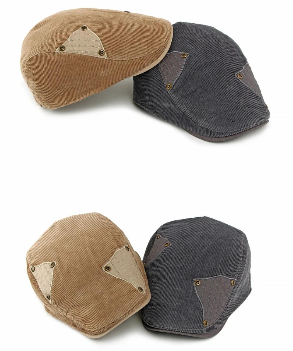 HT4977 Berets Autumn Winter Caps for Men Women Artist Painter Corduroy Beret Hat Male Female Ivy Flat Cap Adjustable Beret Caps