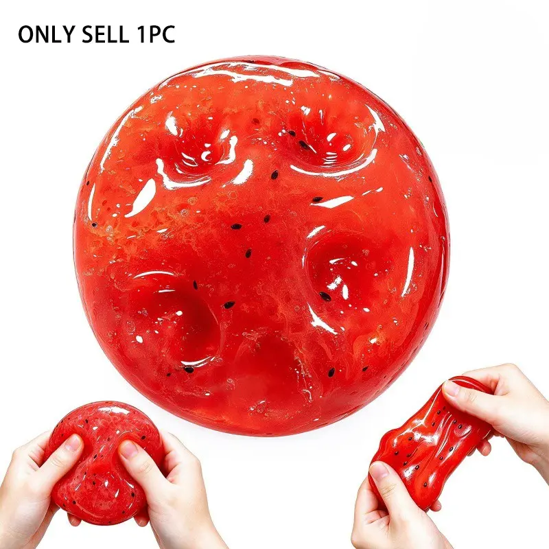 1pc Slushy Watermelon Squishy Sensory Relief Toy, Unisex Fidget Stress Ball, Squeezy Slushie Fruit Squishy, Ideal for Anxiety Relief, Decompression Squeeze Balls