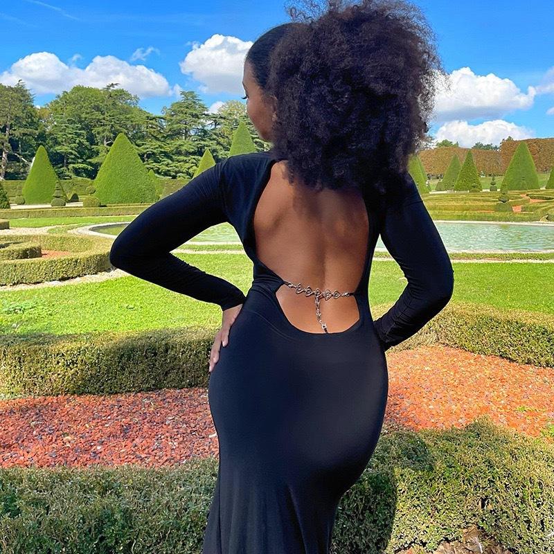 New Style Women's Hot Girl Evening Dress, Sexy Backless Slit Dress