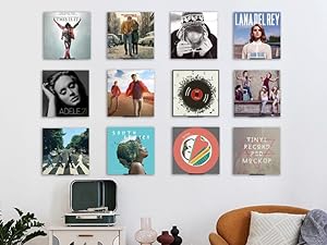 BASIC SUPPLY Vinyl Wall Mount 6 Pack, Black Metal Vinyl Holder Wall Display Shelf Record Wall Mount Stand for Albums LP Minimalist Record Wall Storage Set for CD Display in Office Home